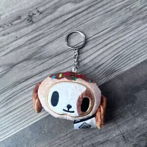tokidoki dog brown white plush keychain
